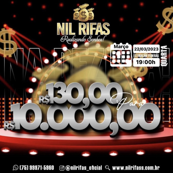 RIFA DE DEZENA: $130 PARA 10 MIL. SORTEIO 22/03 ÀS 19Horas