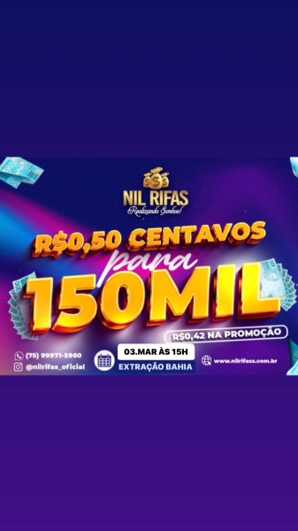 Cadê você? Domingou com R$150.000.00 MIL REAIS. Promo: 100 Cotas $42,00. 
