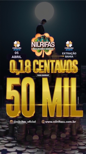 .Corujão do malote com 50 mil reais no pix! Apenas $ 0,18 Centavos. Sorteio hoje às 21 Horas.